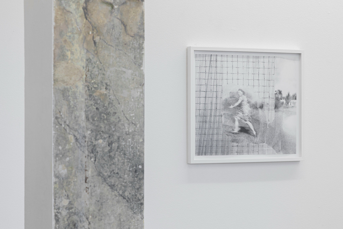 Expanded metal column and framed drawing