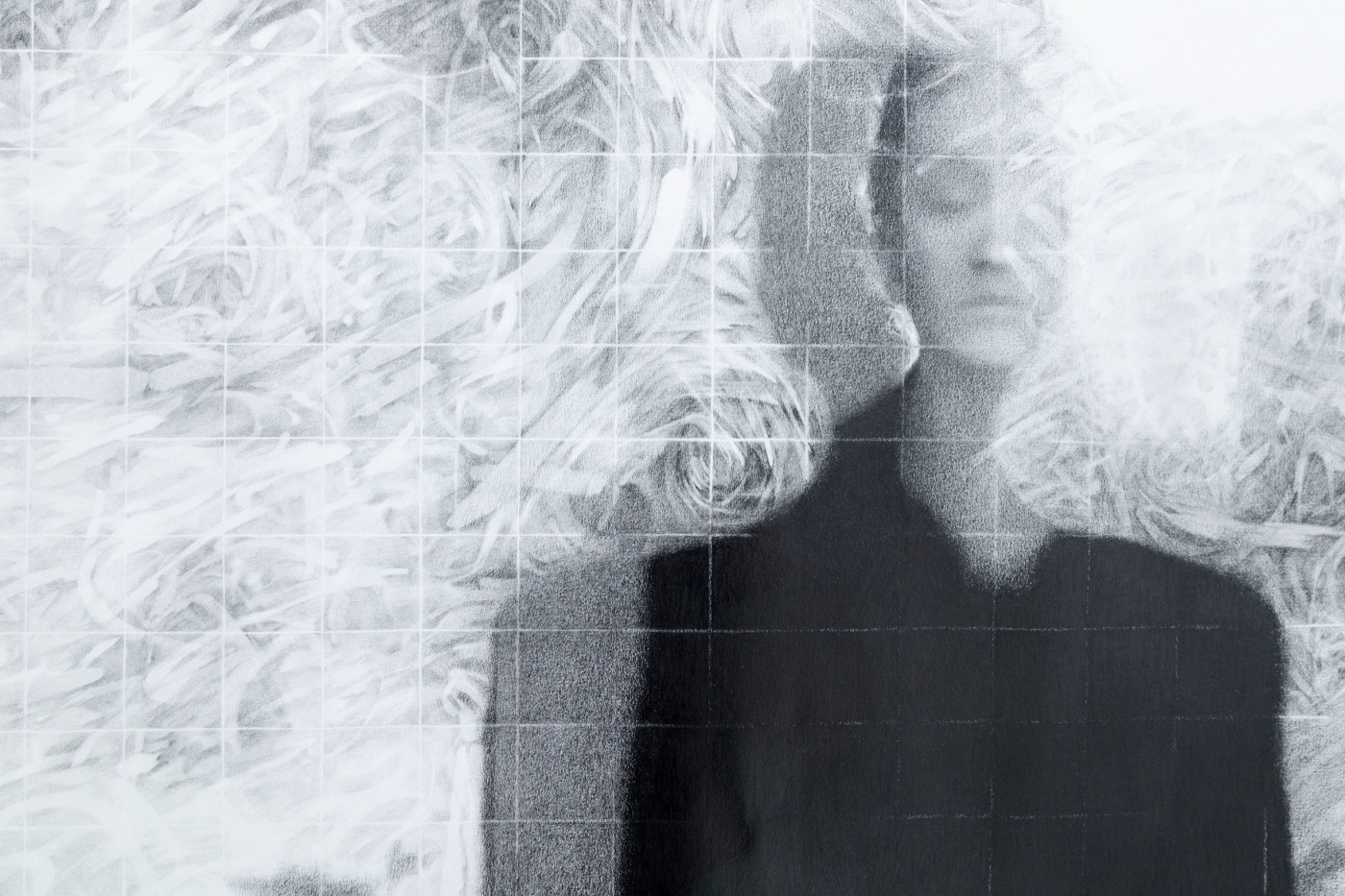 Drawing of a figure behind a grid